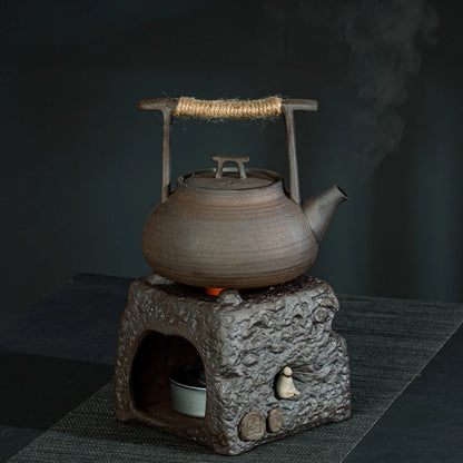 Raw Ore Stoneware Teapot Household Ceramic Beam Teapot Tea Stove Kung Fu Tea Ceremony Tea Maker Single Pot Warmer Teaware Dining