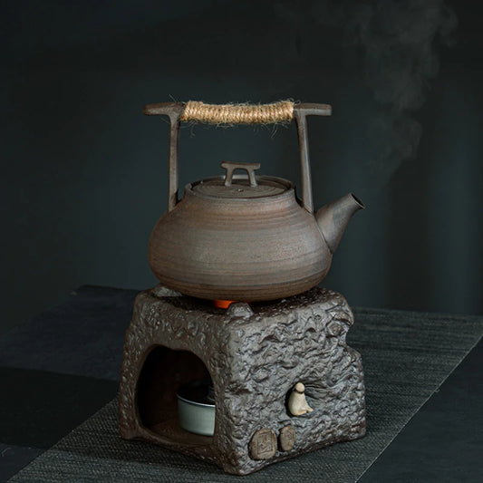 Raw Ore Stoneware Teapot Household Ceramic Beam Teapot Tea Stove Kung Fu Tea Ceremony Tea Maker Single Pot Warmer Teaware Dining