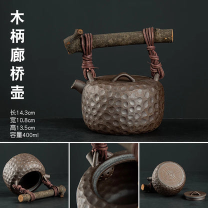 Raw Ore Stoneware Teapot Household Ceramic Beam Teapot Tea Stove Kung Fu Tea Ceremony Tea Maker Single Pot Warmer Teaware Dining