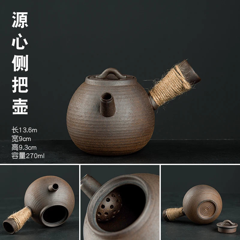 Raw Ore Stoneware Teapot Household Ceramic Beam Teapot Tea Stove Kung Fu Tea Ceremony Tea Maker Single Pot Warmer Teaware Dining