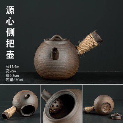 Raw Ore Stoneware Teapot Household Ceramic Beam Teapot Tea Stove Kung Fu Tea Ceremony Tea Maker Single Pot Warmer Teaware Dining