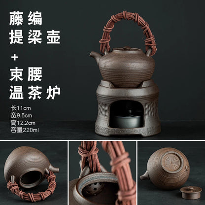 Raw Ore Stoneware Teapot Household Ceramic Beam Teapot Tea Stove Kung Fu Tea Ceremony Tea Maker Single Pot Warmer Teaware Dining