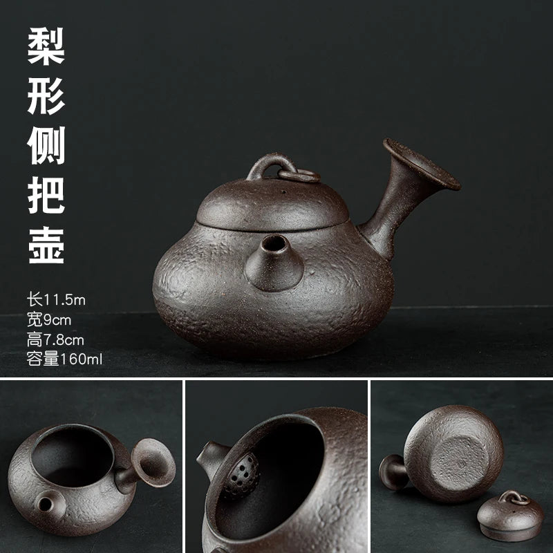Raw Ore Stoneware Teapot Household Ceramic Beam Teapot Tea Stove Kung Fu Tea Ceremony Tea Maker Single Pot Warmer Teaware Dining