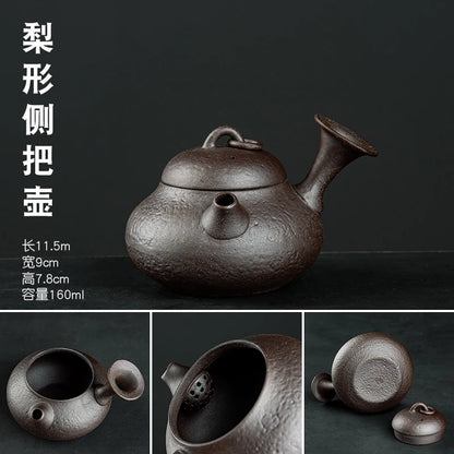 Raw Ore Stoneware Teapot Household Ceramic Beam Teapot Tea Stove Kung Fu Tea Ceremony Tea Maker Single Pot Warmer Teaware Dining
