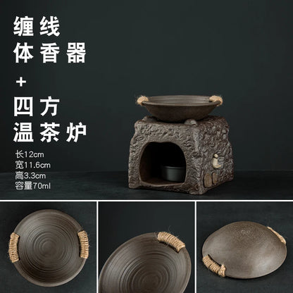 Raw Ore Stoneware Teapot Household Ceramic Beam Teapot Tea Stove Kung Fu Tea Ceremony Tea Maker Single Pot Warmer Teaware Dining