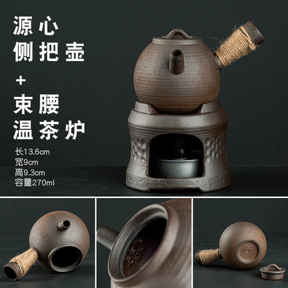 Raw Ore Stoneware Teapot Household Ceramic Beam Teapot Tea Stove Kung Fu Tea Ceremony Tea Maker Single Pot Warmer Teaware Dining