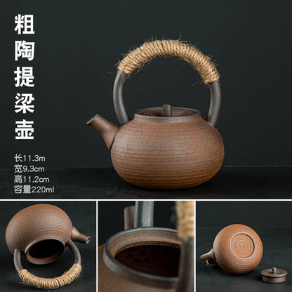 Raw Ore Stoneware Teapot Household Ceramic Beam Teapot Tea Stove Kung Fu Tea Ceremony Tea Maker Single Pot Warmer Teaware Dining