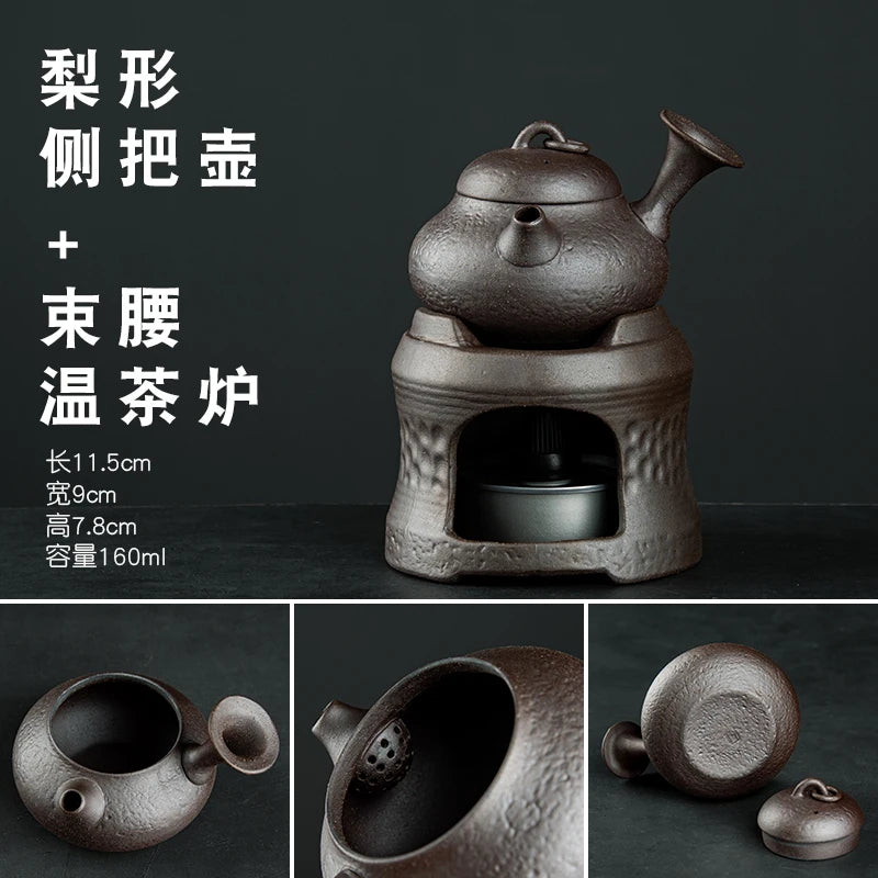 Raw Ore Stoneware Teapot Household Ceramic Beam Teapot Tea Stove Kung Fu Tea Ceremony Tea Maker Single Pot Warmer Teaware Dining