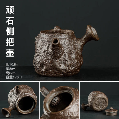 Raw Ore Stoneware Teapot Household Ceramic Beam Teapot Tea Stove Kung Fu Tea Ceremony Tea Maker Single Pot Warmer Teaware Dining