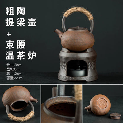 Raw Ore Stoneware Teapot Household Ceramic Beam Teapot Tea Stove Kung Fu Tea Ceremony Tea Maker Single Pot Warmer Teaware Dining