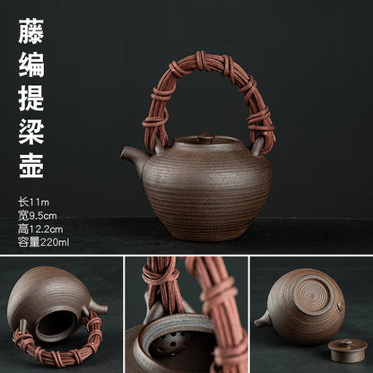 Raw Ore Stoneware Teapot Household Ceramic Beam Teapot Tea Stove Kung Fu Tea Ceremony Tea Maker Single Pot Warmer Teaware Dining