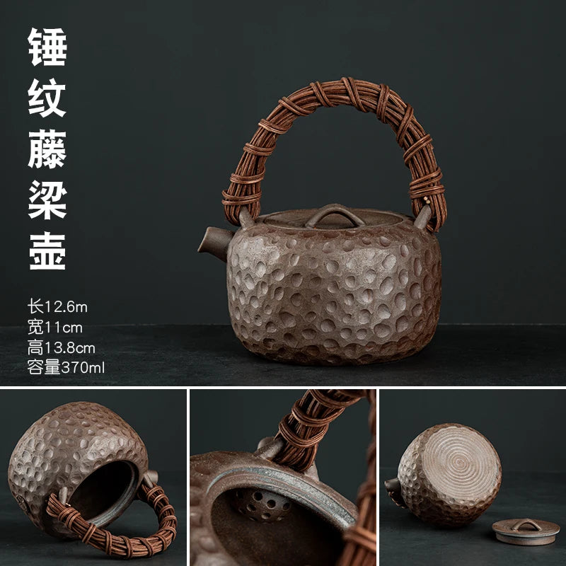 Raw Ore Stoneware Teapot Household Ceramic Beam Teapot Tea Stove Kung Fu Tea Ceremony Tea Maker Single Pot Warmer Teaware Dining