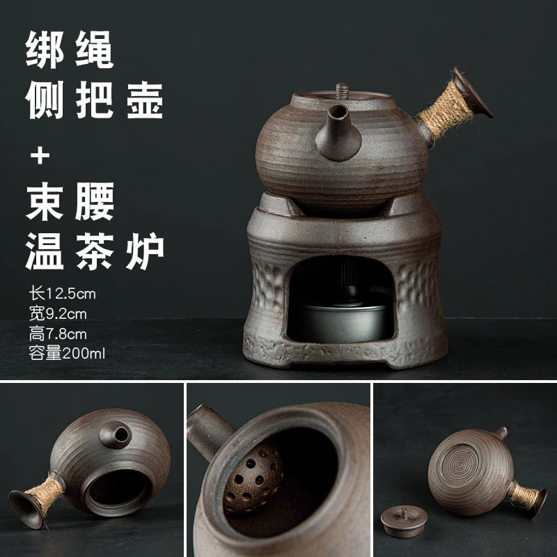 Raw Ore Stoneware Teapot Household Ceramic Beam Teapot Tea Stove Kung Fu Tea Ceremony Tea Maker Single Pot Warmer Teaware Dining