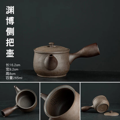 Raw Ore Stoneware Teapot Household Ceramic Beam Teapot Tea Stove Kung Fu Tea Ceremony Tea Maker Single Pot Warmer Teaware Dining