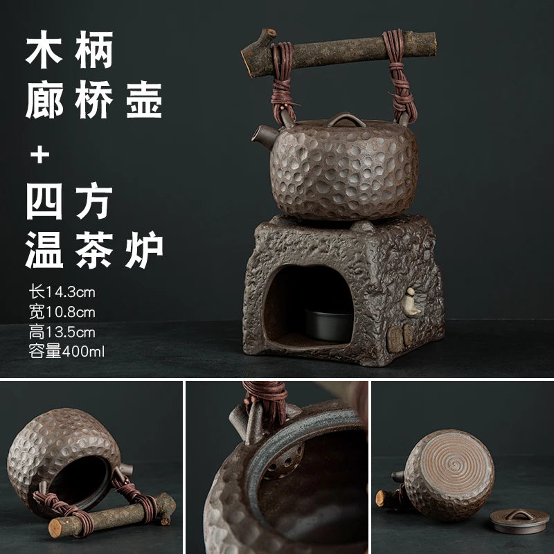 Raw Ore Stoneware Teapot Household Ceramic Beam Teapot Tea Stove Kung Fu Tea Ceremony Tea Maker Single Pot Warmer Teaware Dining