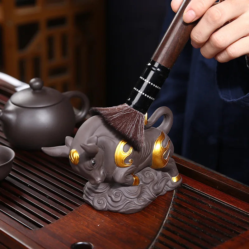 Raw ore purple sand bull decorative statue Ceramic lucky animal ornaments Home living room, room, tea room Art statue
