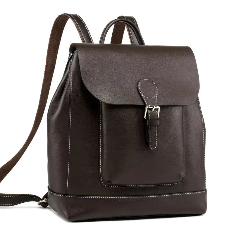 Real Cowhide Backpack Student School Daypack Single Shoulder Bags Fashion Travel Bag Knapsack Genuine Leather Women Rucksack