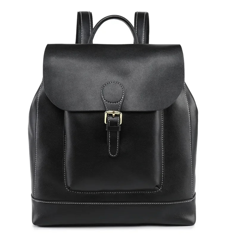 Real Cowhide Backpack Student School Daypack Single Shoulder Bags Fashion Travel Bag Knapsack Genuine Leather Women Rucksack
