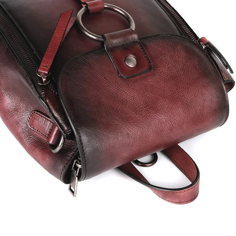 Real Cowhide Women Backpack Daypack Knapsack Girls Travel Bags Style Retro Design Female High Quality Genuine Leather Rucksack