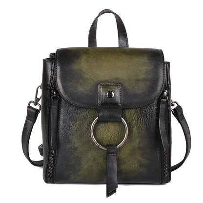 Real Cowhide Women Backpack Daypack Knapsack Girls Travel Bags Style Retro Design Female High Quality Genuine Leather Rucksack