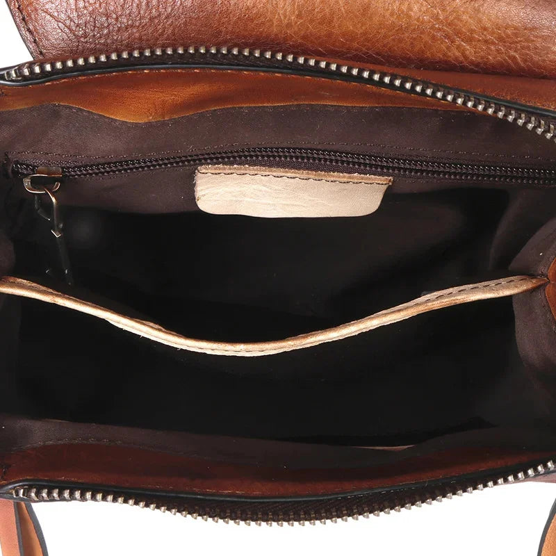 Real Cowhide Women Backpack Daypack Knapsack Girls Travel Bags Style Retro Design Female High Quality Genuine Leather Rucksack