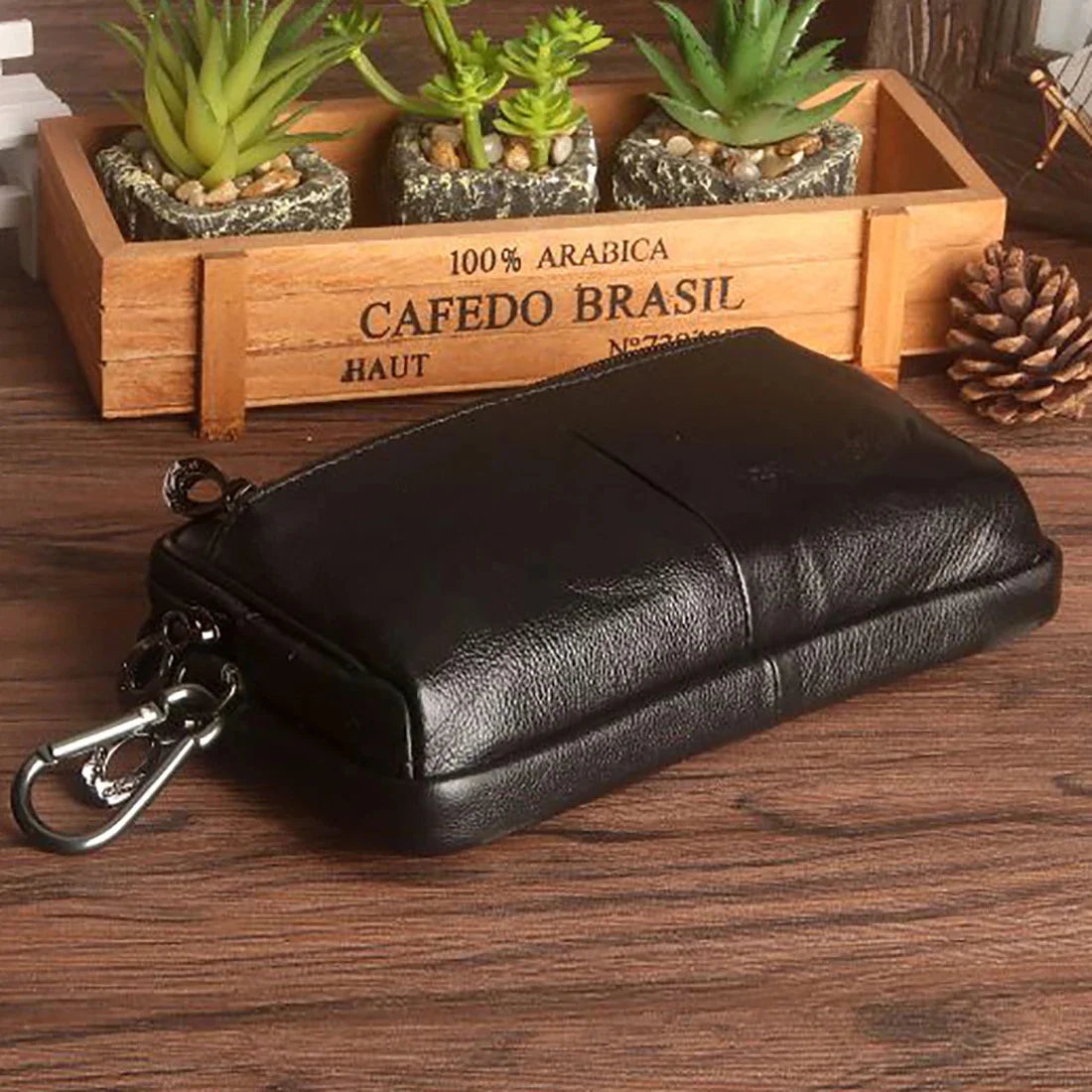 Real Genuine Leather Clutch Bag Casual Business Men Cell Phone Case Hip Bum Hook Loops Skin Belt Waist Fanny Bags Purse Pouch