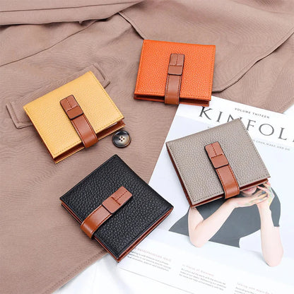 Real Leather Women Folding 2024 New Female Fashion Design Multi Card Zero Wallet Coin Purse