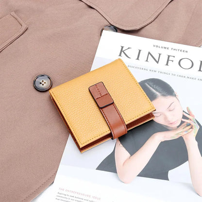 Real Leather Women Folding 2024 New Female Fashion Design Multi Card Zero Wallet Coin Purse