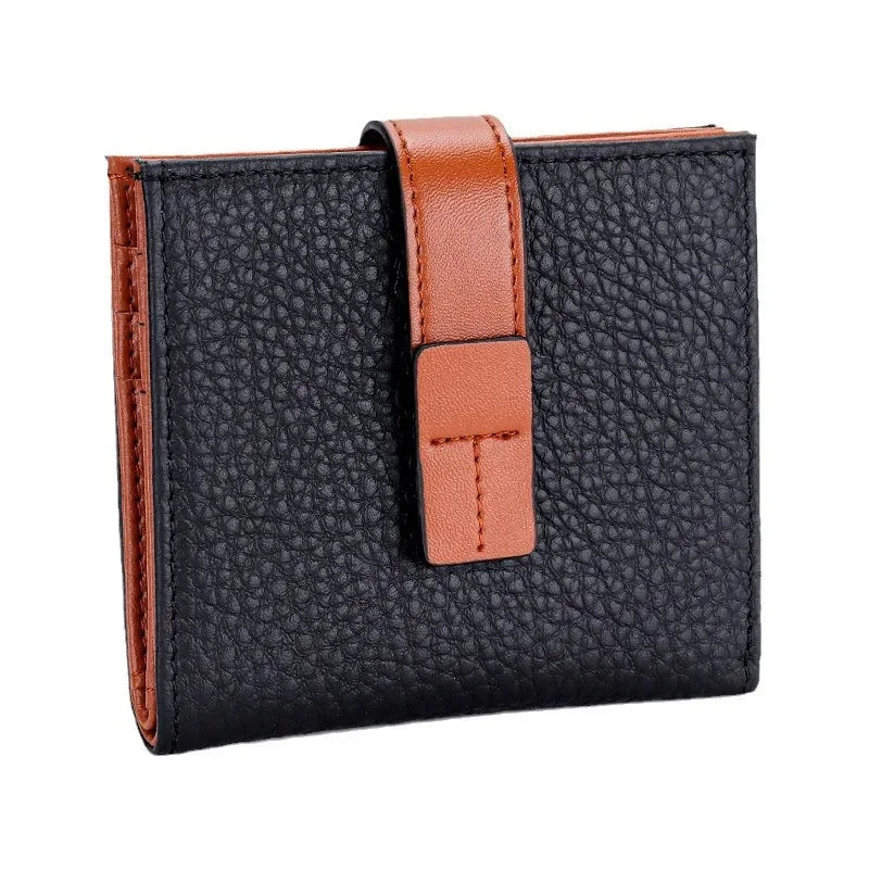 Real Leather Women Folding 2024 New Female Fashion Design Multi Card Zero Wallet Coin Purse