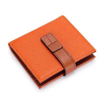 Real Leather Women Folding 2024 New Female Fashion Design Multi Card Zero Wallet Coin Purse