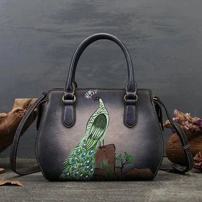 Real Women Shoulder For Ladies Retro Luxury Handmade Handbags 2024 New Leather Hand Painted Woman Crossbody Bags