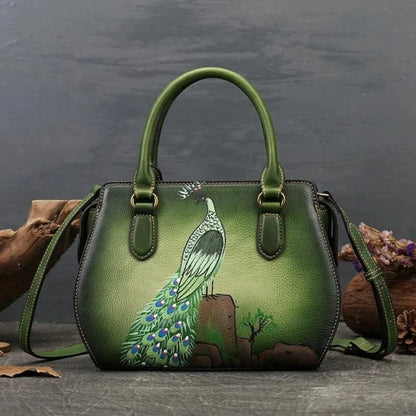 Real Women Shoulder For Ladies Retro Luxury Handmade Handbags 2024 New Leather Hand Painted Woman Crossbody Bags