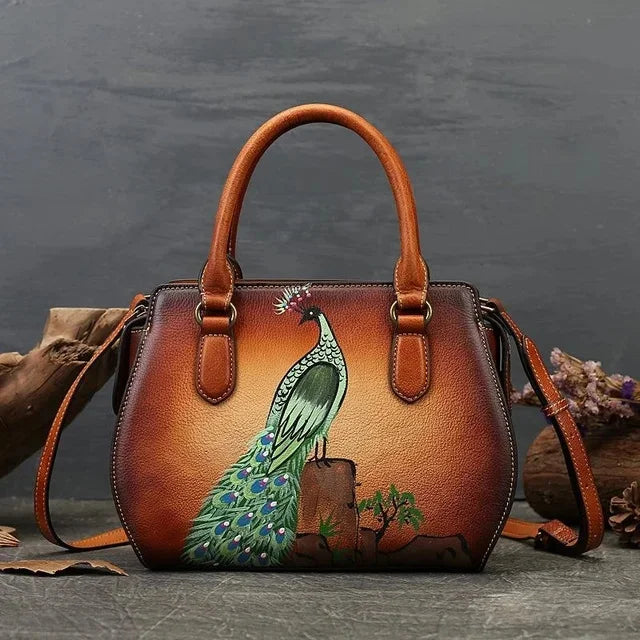 Real Women Shoulder For Ladies Retro Luxury Handmade Handbags 2024 New Leather Hand Painted Woman Crossbody Bags