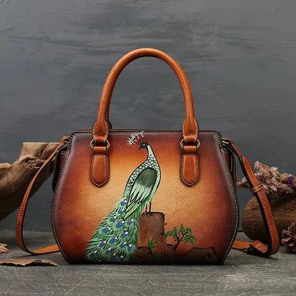 Real Women Shoulder For Ladies Retro Luxury Handmade Handbags 2024 New Leather Hand Painted Woman Crossbody Bags