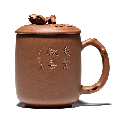 Recommended yixing purple sand cover cup old piece of mud pure manual office cup pistachios cup 450 cc