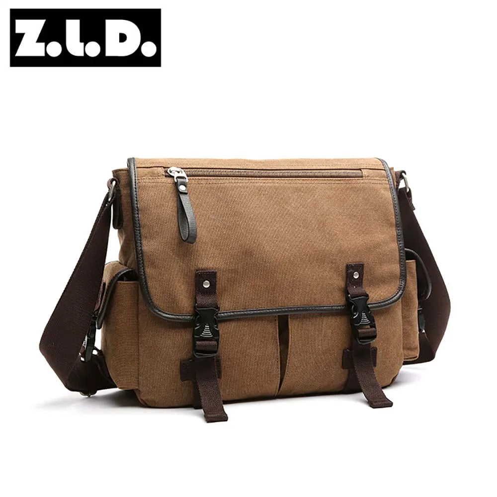 Recreational canvas Student wind custom shoulder laptop messenger bag