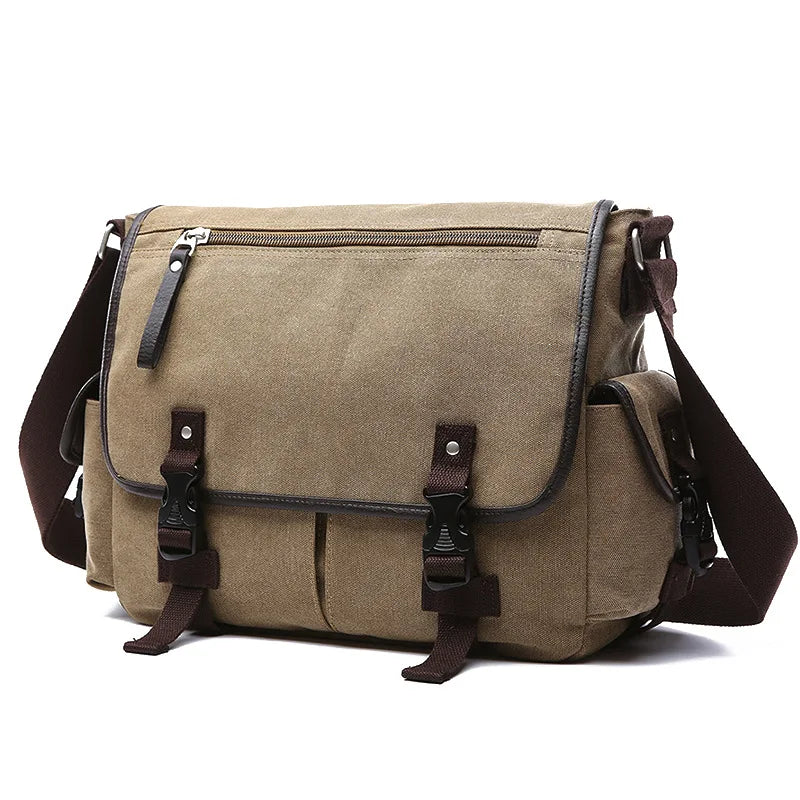 Recreational canvas Student wind custom shoulder laptop messenger bag