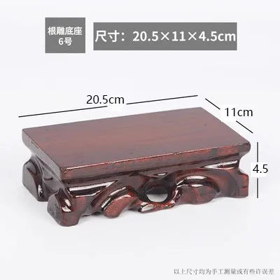 Rectangle solid wood root carving, peculiar stone base, bottom bracket, Buddha statue, antique vase, bonsai decoration base