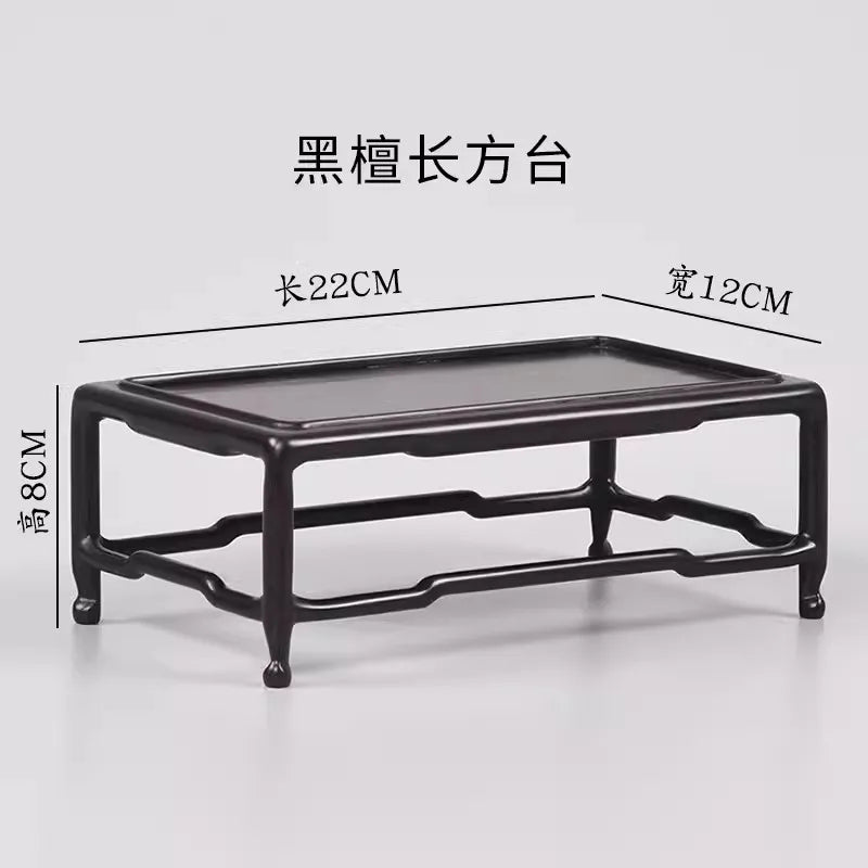 Rectangular Black Solid Wood Base, Fish Tank Vase, Bonsai, strange Stone, Handicraft and Decoration