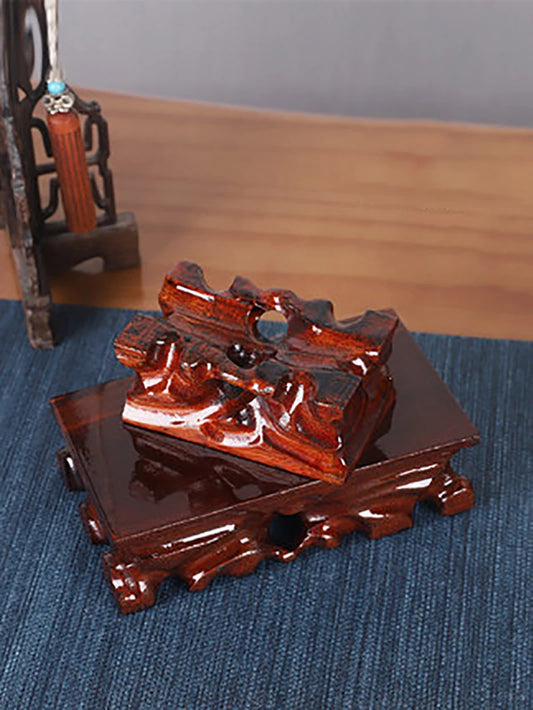 Rectangular Solid Wooden Carving Crafts Vase Ornaments Wood Block Floor Base Bonsai Teapots Aquarium Pedestal Display Stand