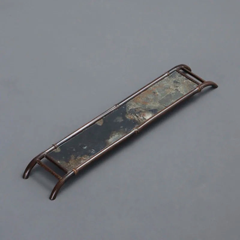 Rectangular Stone and Bamboo Tea-Tray, Separable Natural Rock Plate, Kung Fu Tea Set, Room Decoration, Table, Office Decor