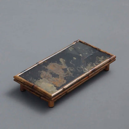Rectangular Stone and Bamboo Tea-Tray, Separable Natural Rock Plate, Kung Fu Tea Set, Room Decoration, Table, Office Decor