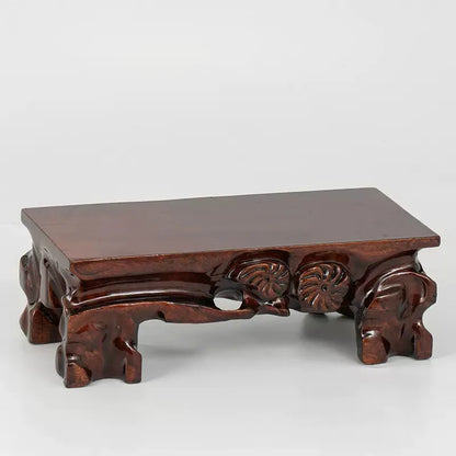 Rectangular flower potted base Solid wood handicrafts Ornaments Strange stones Mount Taishan stone potted  base