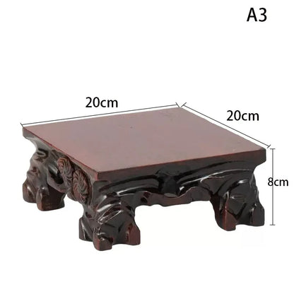 Rectangular flower potted base Solid wood handicrafts Ornaments Strange stones Mount Taishan stone potted  base