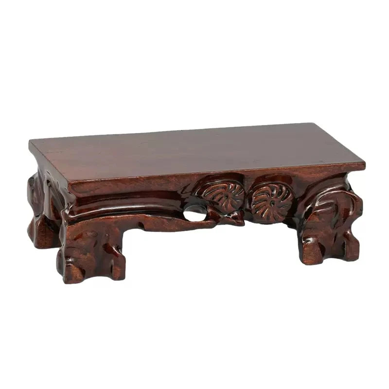 Rectangular flower potted base Solid wood handicrafts Ornaments Strange stones Mount Taishan stone potted  base