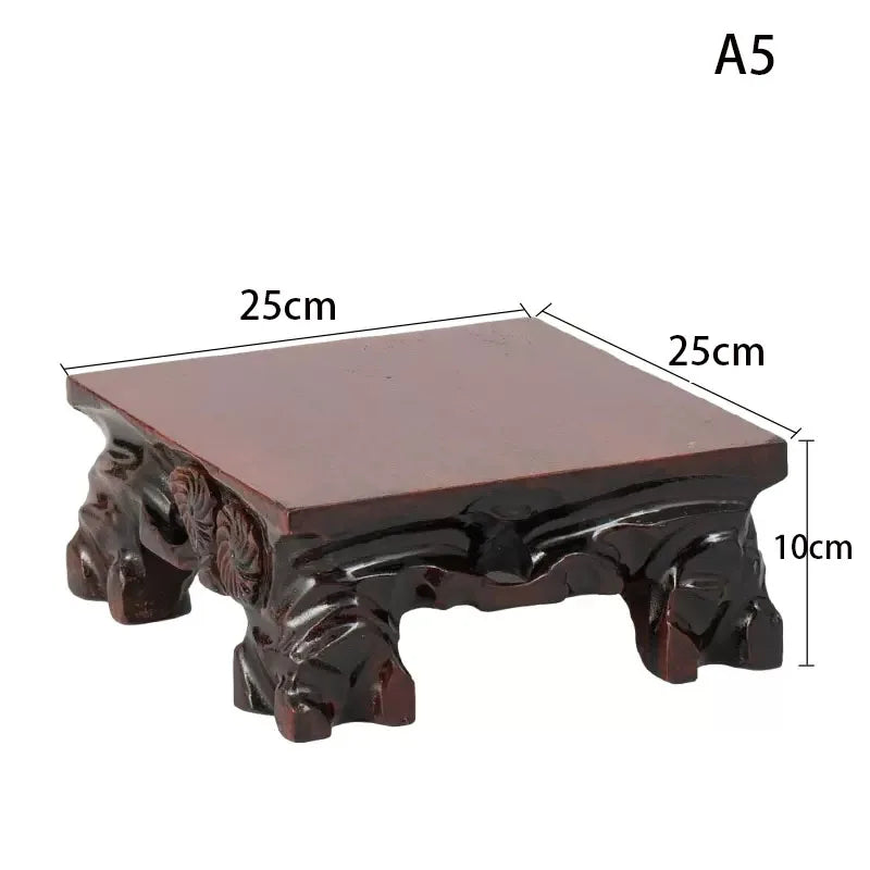 Rectangular flower potted base Solid wood handicrafts Ornaments Strange stones Mount Taishan stone potted  base
