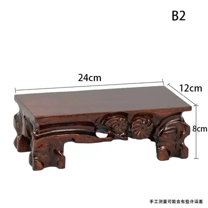 Rectangular flower potted base Solid wood handicrafts Ornaments Strange stones Mount Taishan stone potted  base