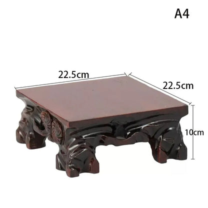 Rectangular flower potted base Solid wood handicrafts Ornaments Strange stones Mount Taishan stone potted  base