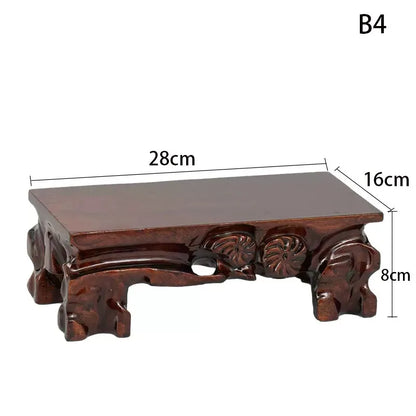 Rectangular flower potted base Solid wood handicrafts Ornaments Strange stones Mount Taishan stone potted  base