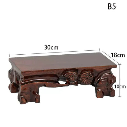 Rectangular flower potted base Solid wood handicrafts Ornaments Strange stones Mount Taishan stone potted  base